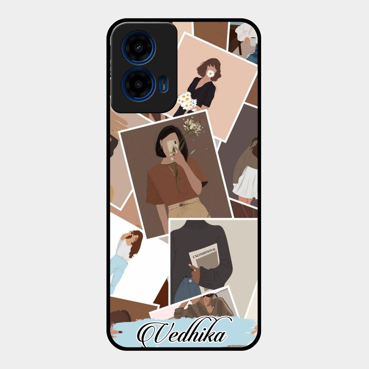 Selfie Girl Collage Glass Case Cover For Motorola G45 5G