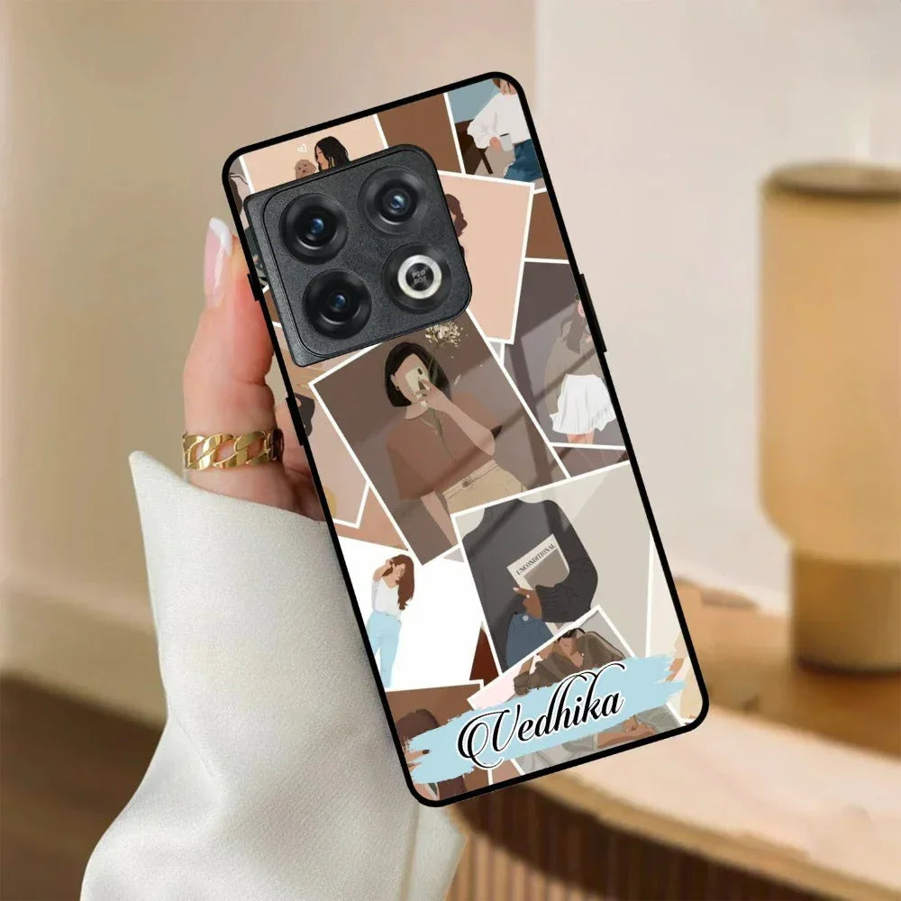 Selfie Girl Collage Glass Case Cover For OnePlus - ShopOnCliQ