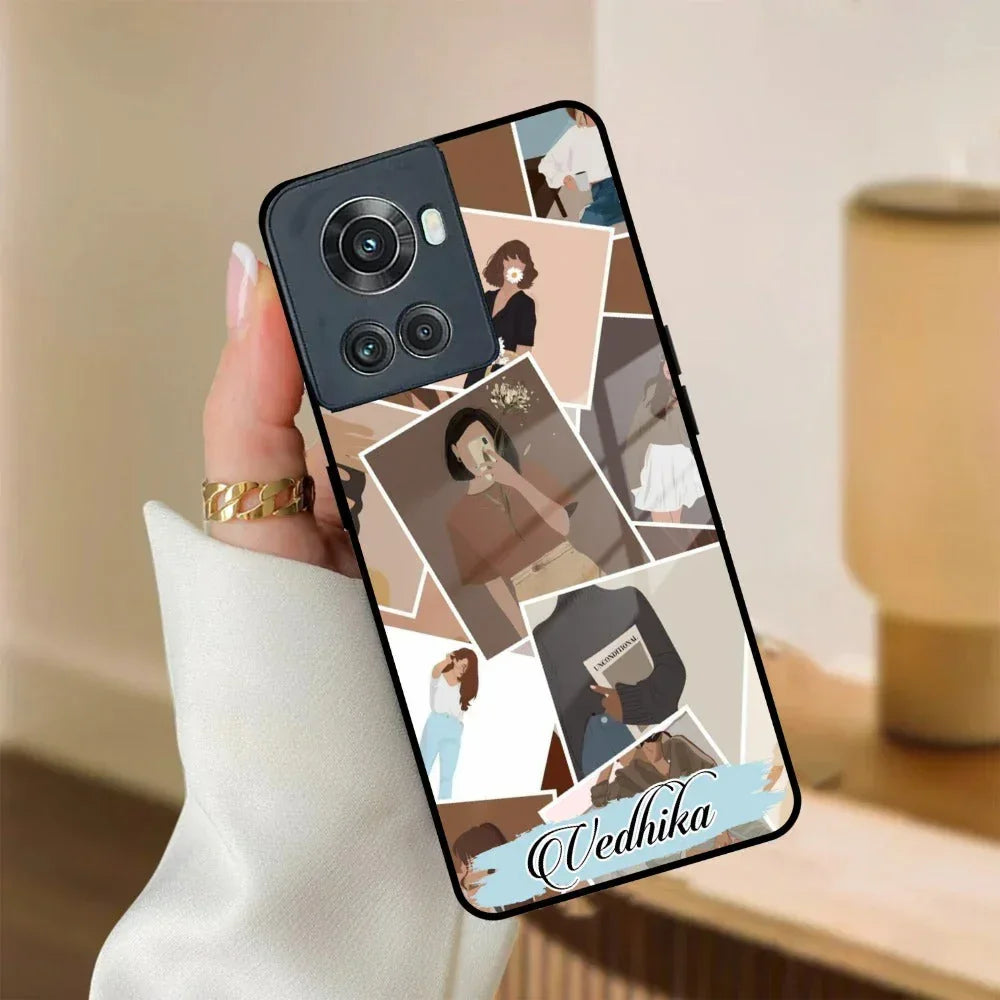 Selfie Girl Collage Glass Case Cover For OnePlus - ShopOnCliQ