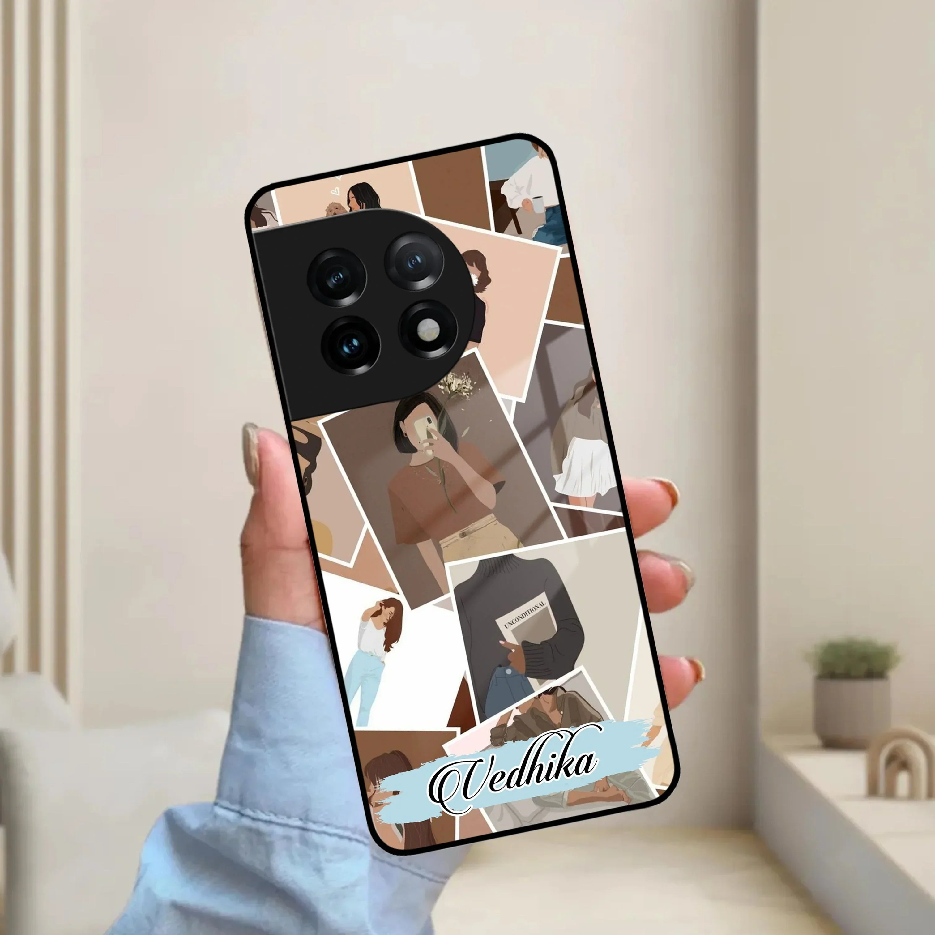 Selfie Girl Collage Glass Case Cover For OnePlus - ShopOnCliQ