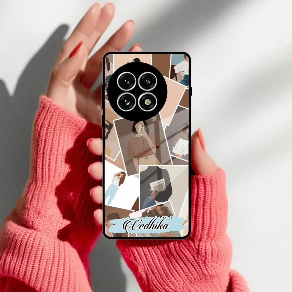 Selfie Girl Collage Glass Case Cover For OnePlus - ShopOnCliQ