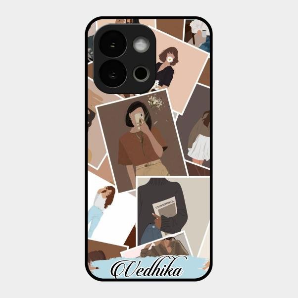 Selfie Girl Collage Glass Case Cover For Oneplus 13S 5G