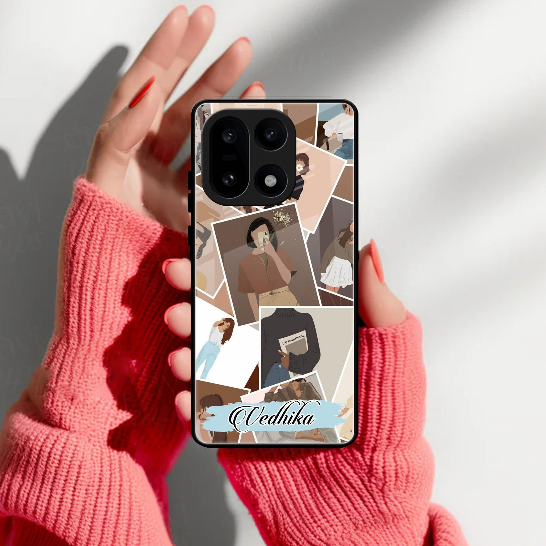 Selfie Girl Collage Glass Case Cover For OnePlus 15 5G