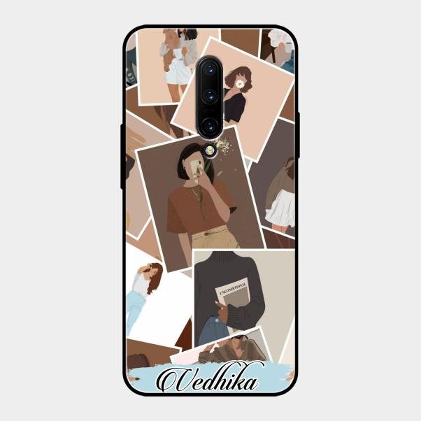 Selfie Girl Collage Glass Case Cover For Oneplus 7 Pro