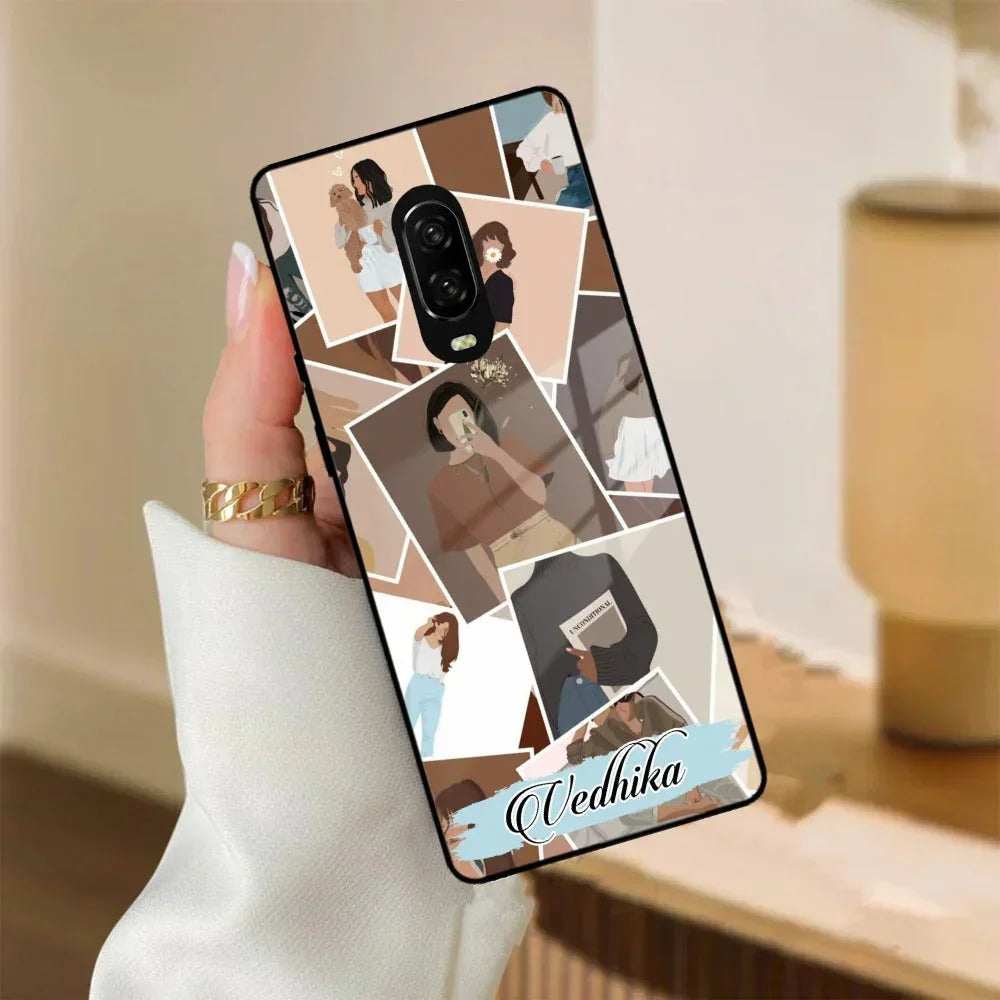 Selfie Girl Collage Glass Case Cover For OnePlus - ShopOnCliQ