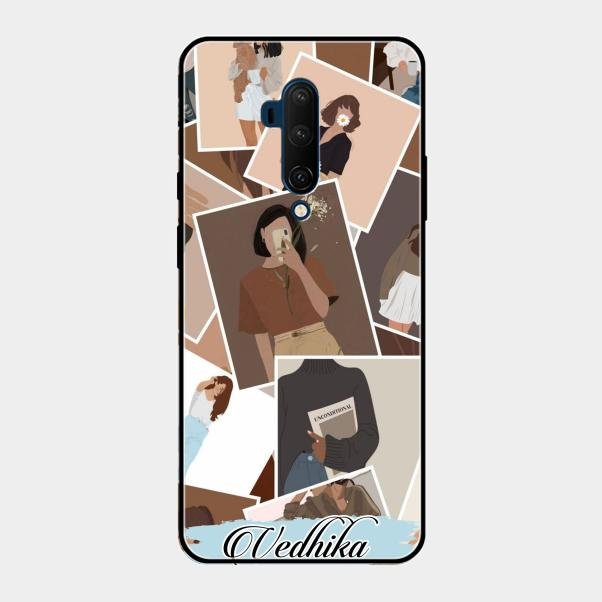 Selfie Girl Collage Glass Case Cover For Oneplus 7T Pro