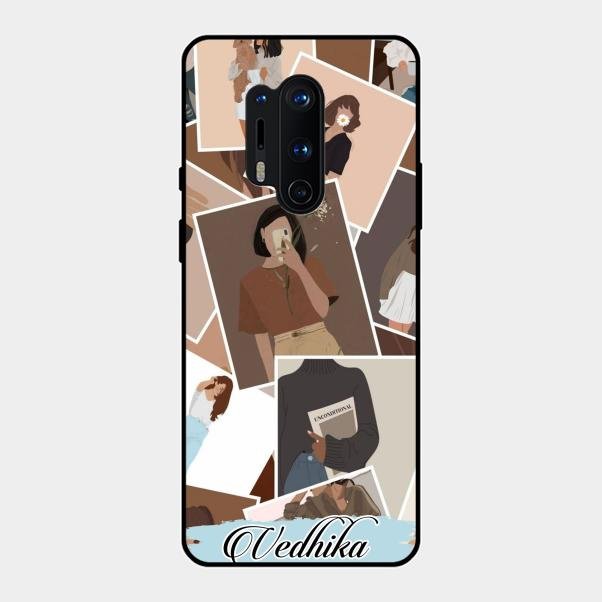 Selfie Girl Collage Glass Case Cover For Oneplus 8 Pro