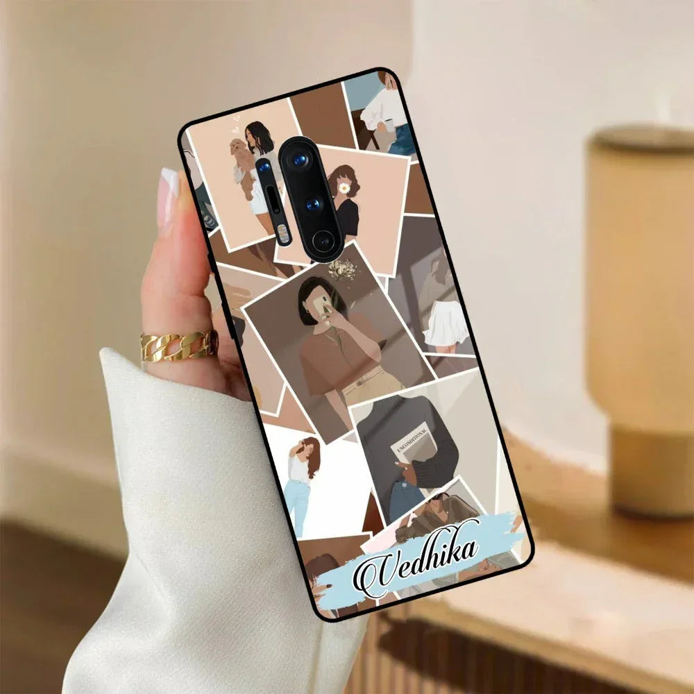 Selfie Girl Collage Glass Case Cover For OnePlus - ShopOnCliQ