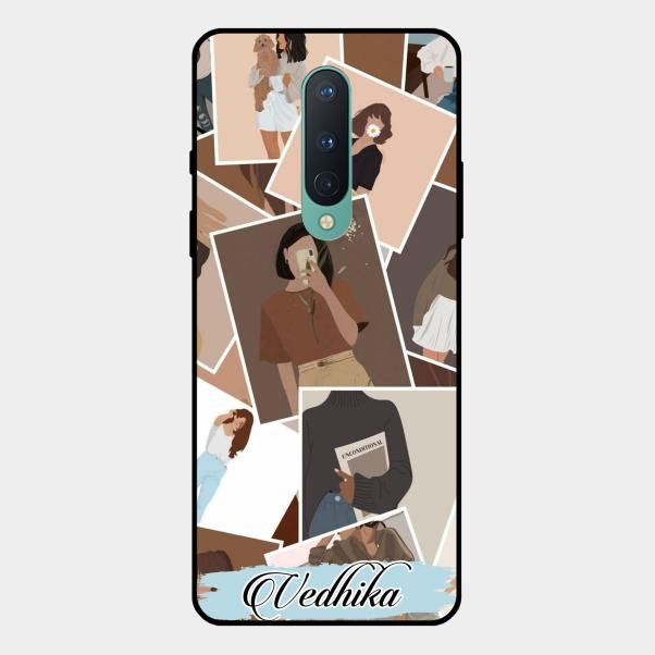 Selfie Girl Collage Glass Case Cover For Oneplus 8
