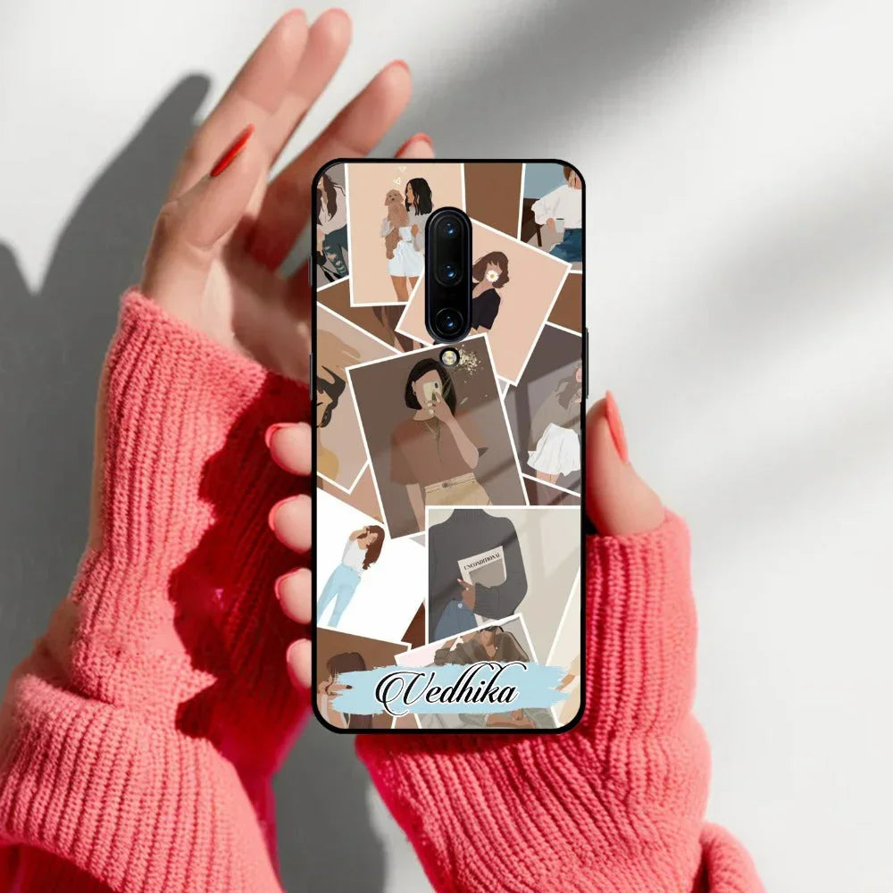 Selfie Girl Collage Glass Case Cover For OnePlus - ShopOnCliQ