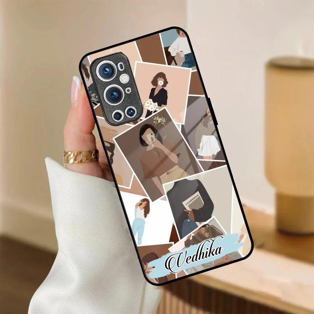 Selfie Girl Collage Glass Case Cover For OnePlus - ShopOnCliQ