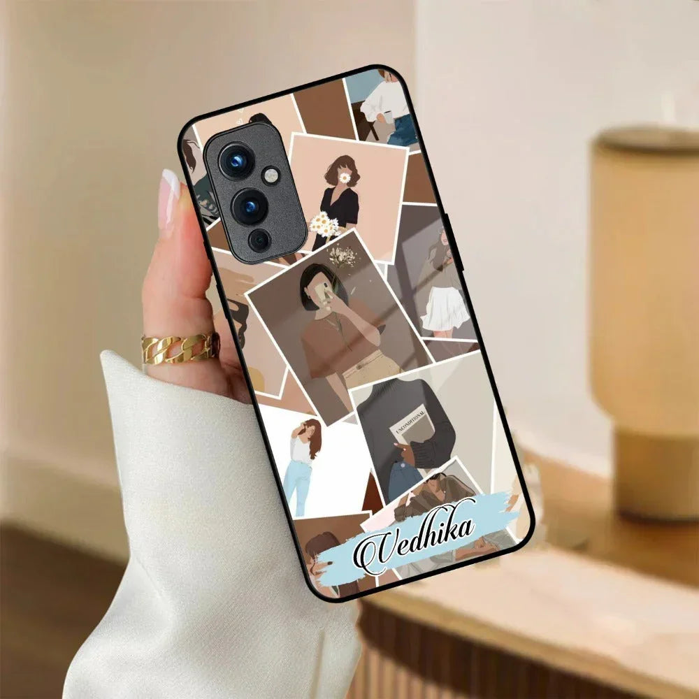 Selfie Girl Collage Glass Case Cover For OnePlus - ShopOnCliQ