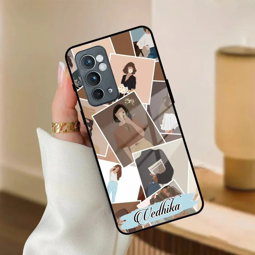 Selfie Girl Collage Glass Case Cover For OnePlus - ShopOnCliQ