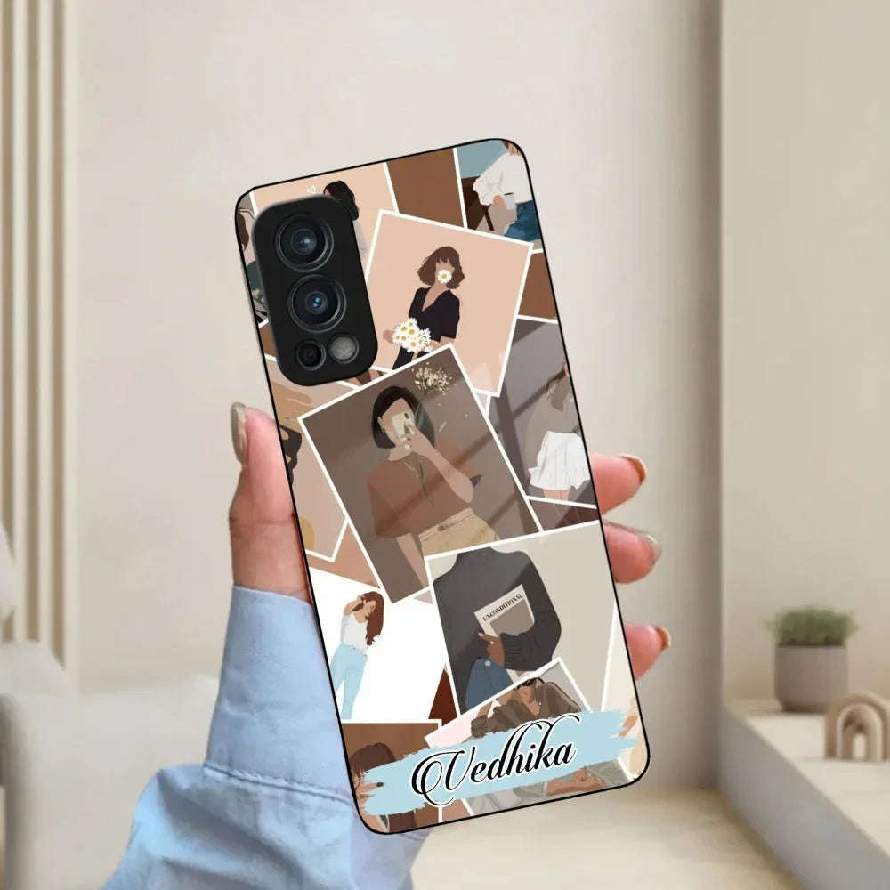 Selfie Girl Collage Glass Case Cover For OnePlus - ShopOnCliQ