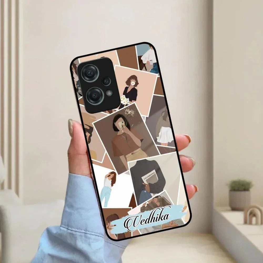 Selfie Girl Collage Glass Case Cover For OnePlus - ShopOnCliQ