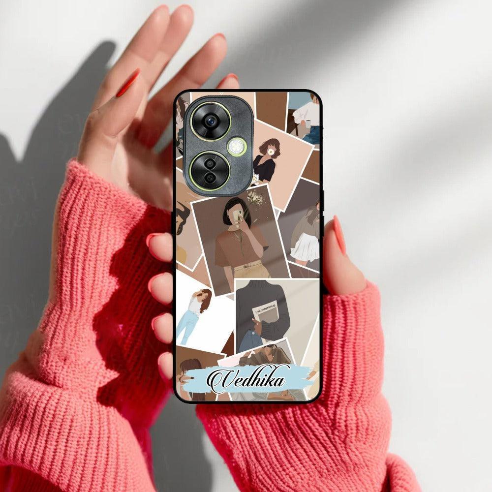 Selfie Girl Collage Glass Case Cover For OnePlus - ShopOnCliQ