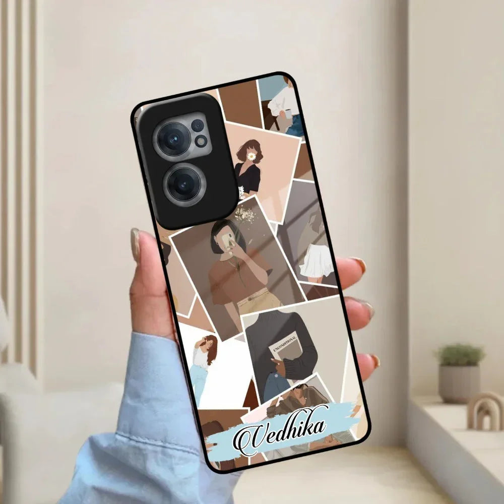 Selfie Girl Collage Glass Case Cover For OnePlus - ShopOnCliQ