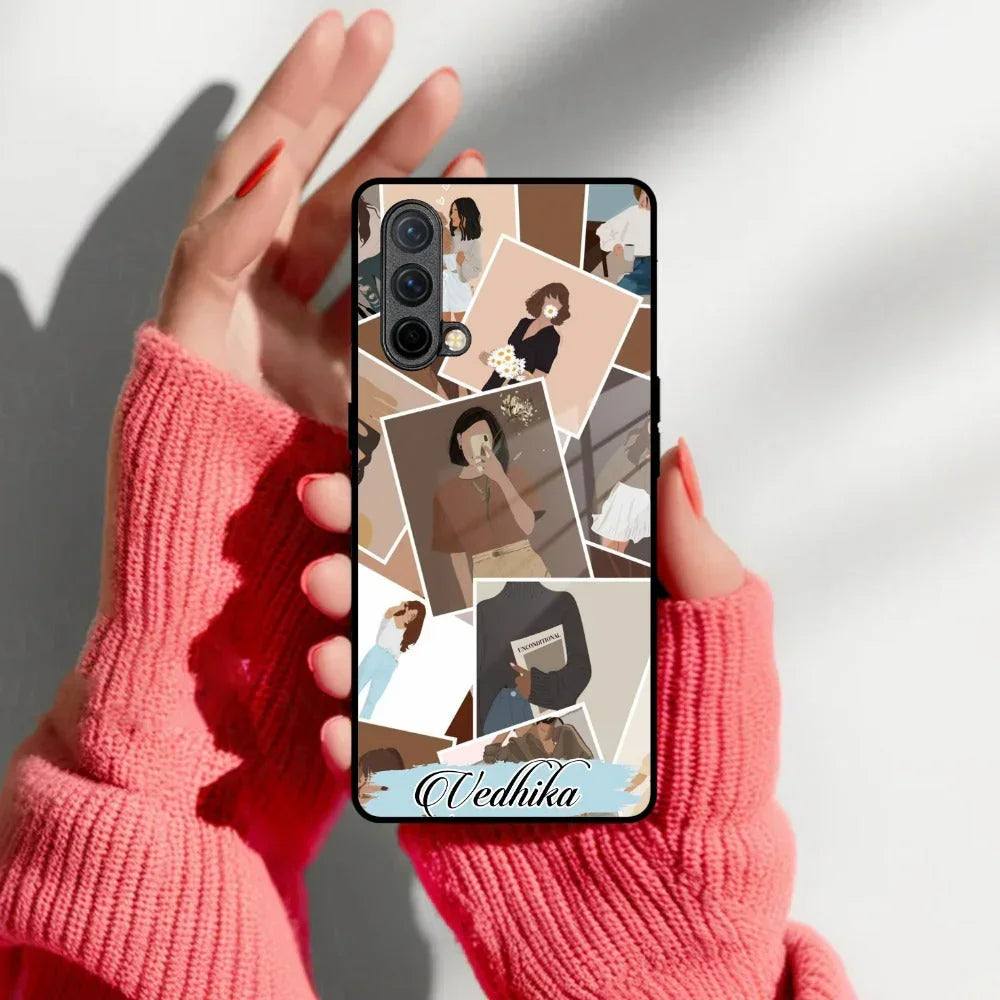 Selfie Girl Collage Glass Case Cover For OnePlus - ShopOnCliQ