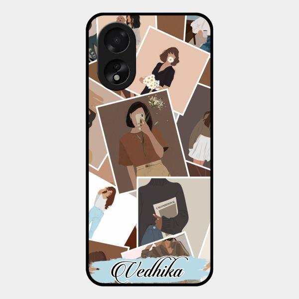 Selfie Girl Collage Glass Case Cover For Oppo A38