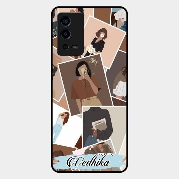 Selfie Girl Collage Glass Case Cover For Oppo A55