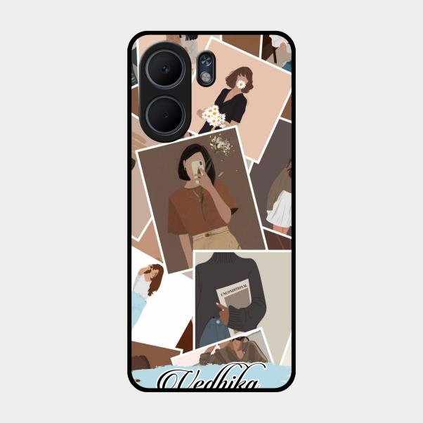 Selfie Girl Collage Glass Case Cover For Oppo A5X 5G