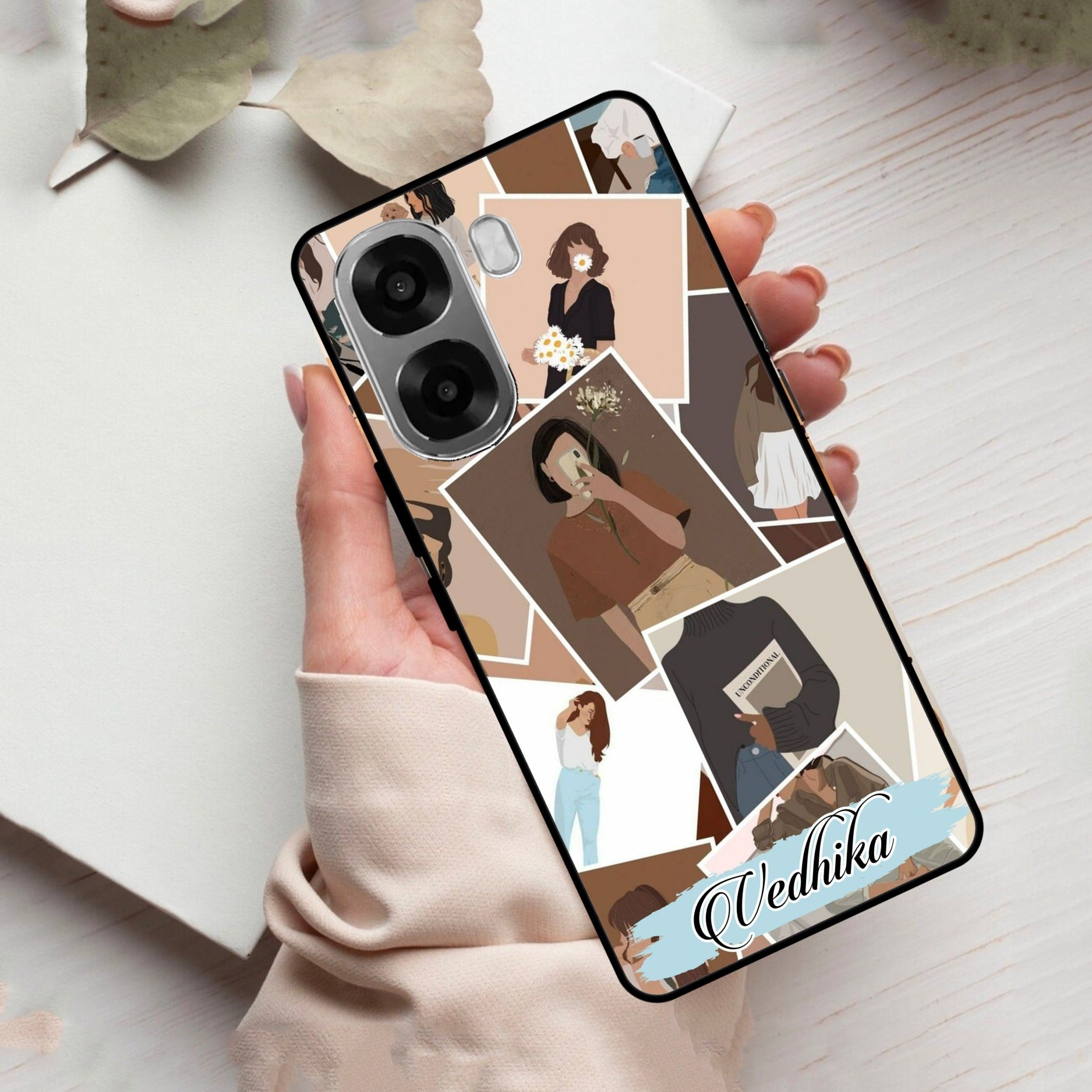 SelfieGirl Collage Glass Case Cover For Oppo