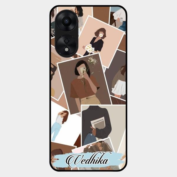 Selfie Girl Collage Glass Case Cover For Oppo A78 5G