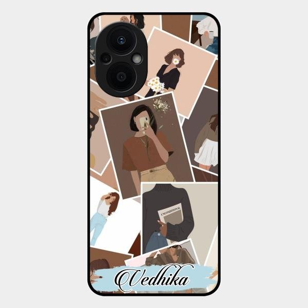 Selfie Girl Collage Glass Case Cover For Oppo F21S Pro 5G
