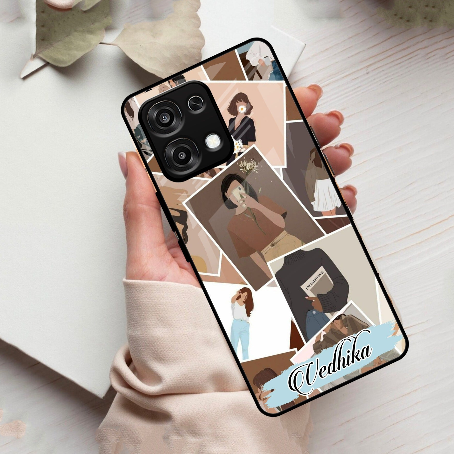 SelfieGirl Collage Glass Case Cover For Oppo