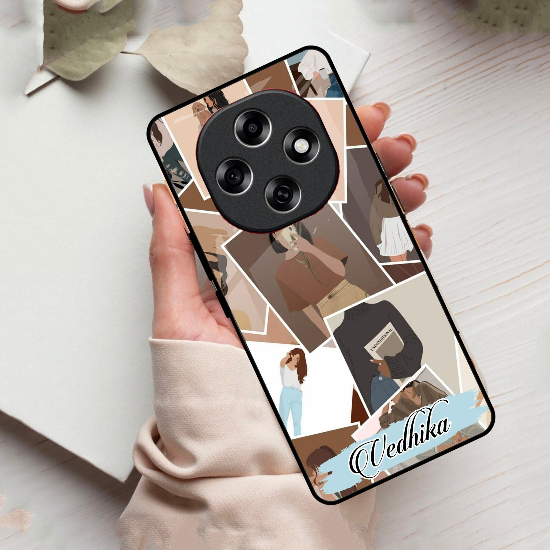 SelfieGirl Collage Glass Case Cover For Oppo