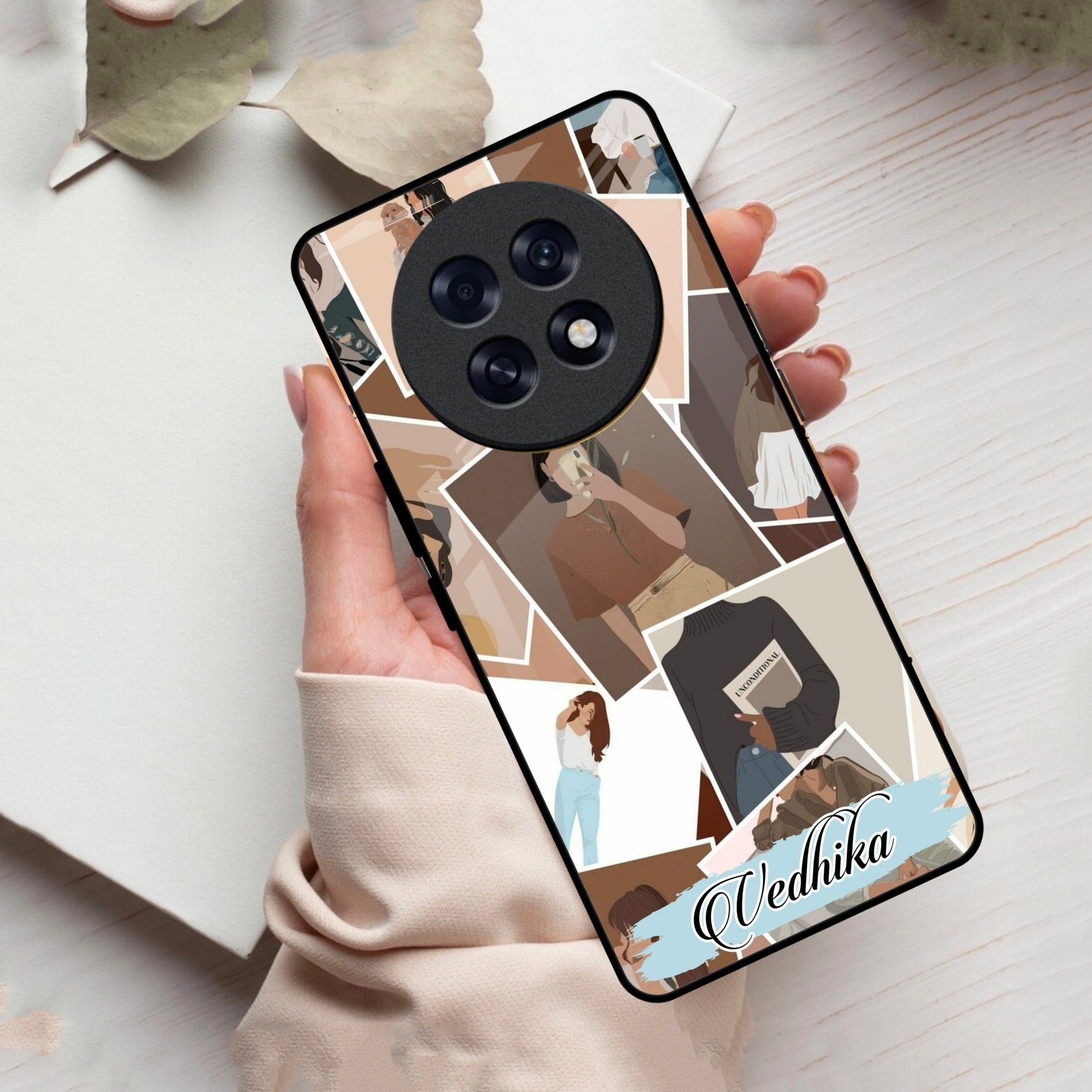 SelfieGirl Collage Glass Case Cover For Oppo