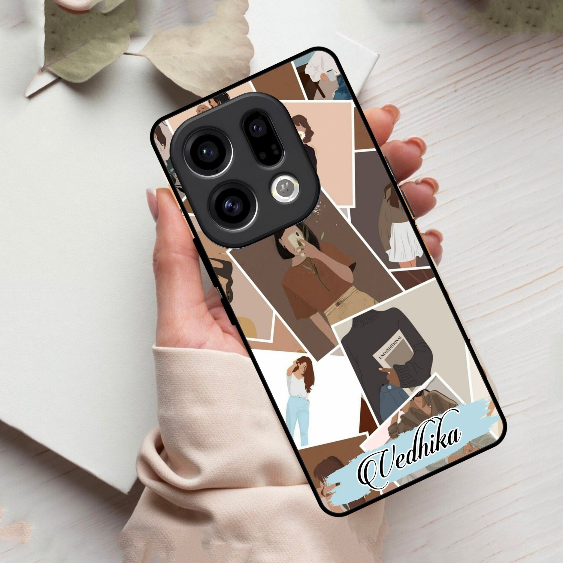 SelfieGirl Collage Glass Case Cover For Oppo