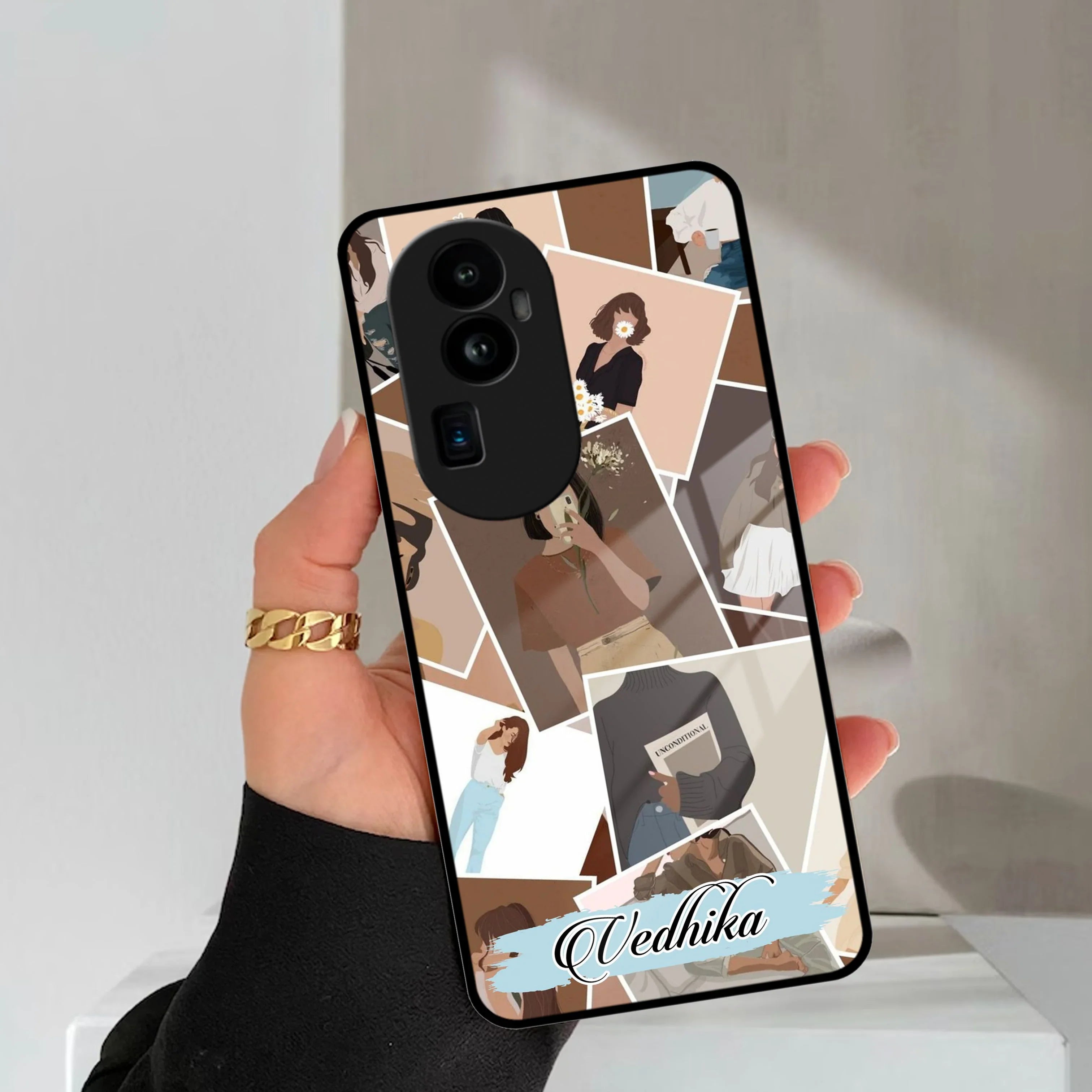 SelfieGirl Collage Glass Case Cover For Oppo - ShopOnCliQ