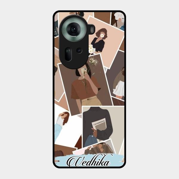 Selfie Girl Collage Glass Case Cover For Oppo Reno 11 5G