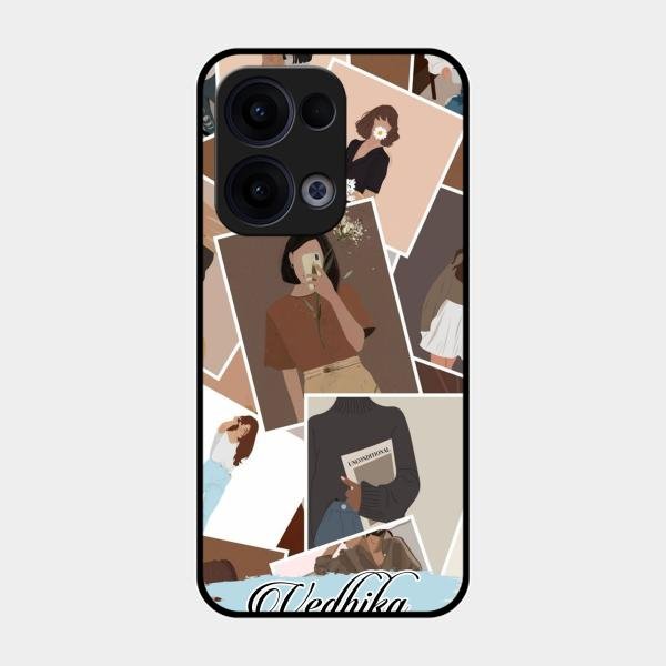 Selfie Girl Collage Glass Case Cover For Oppo Reno 13 5G
