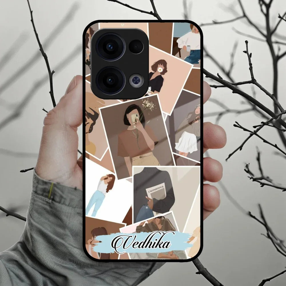 SelfieGirl Collage Glass Case Cover For Oppo - ShopOnCliQ