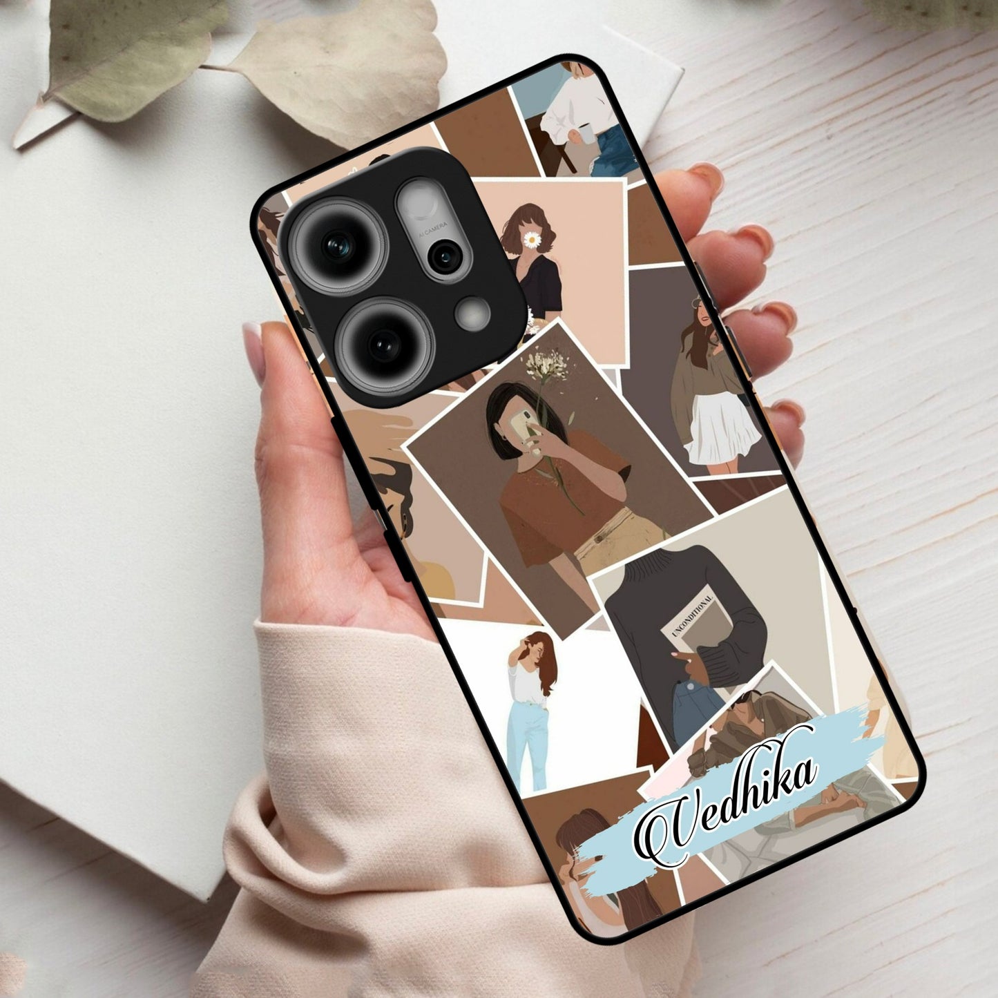 SelfieGirl Collage Glass Case Cover For Oppo