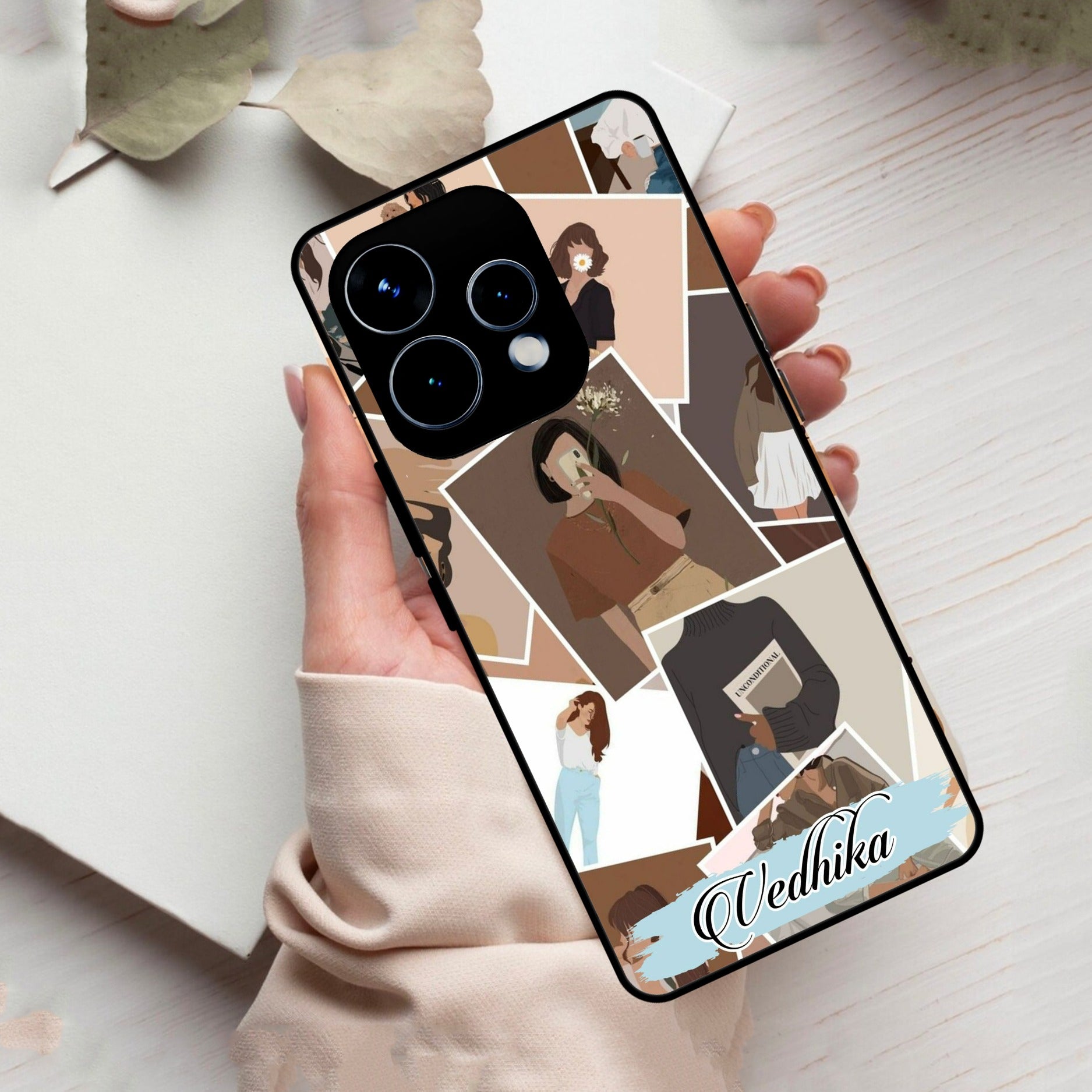 SelfieGirl Collage Glass Case Cover For Oppo