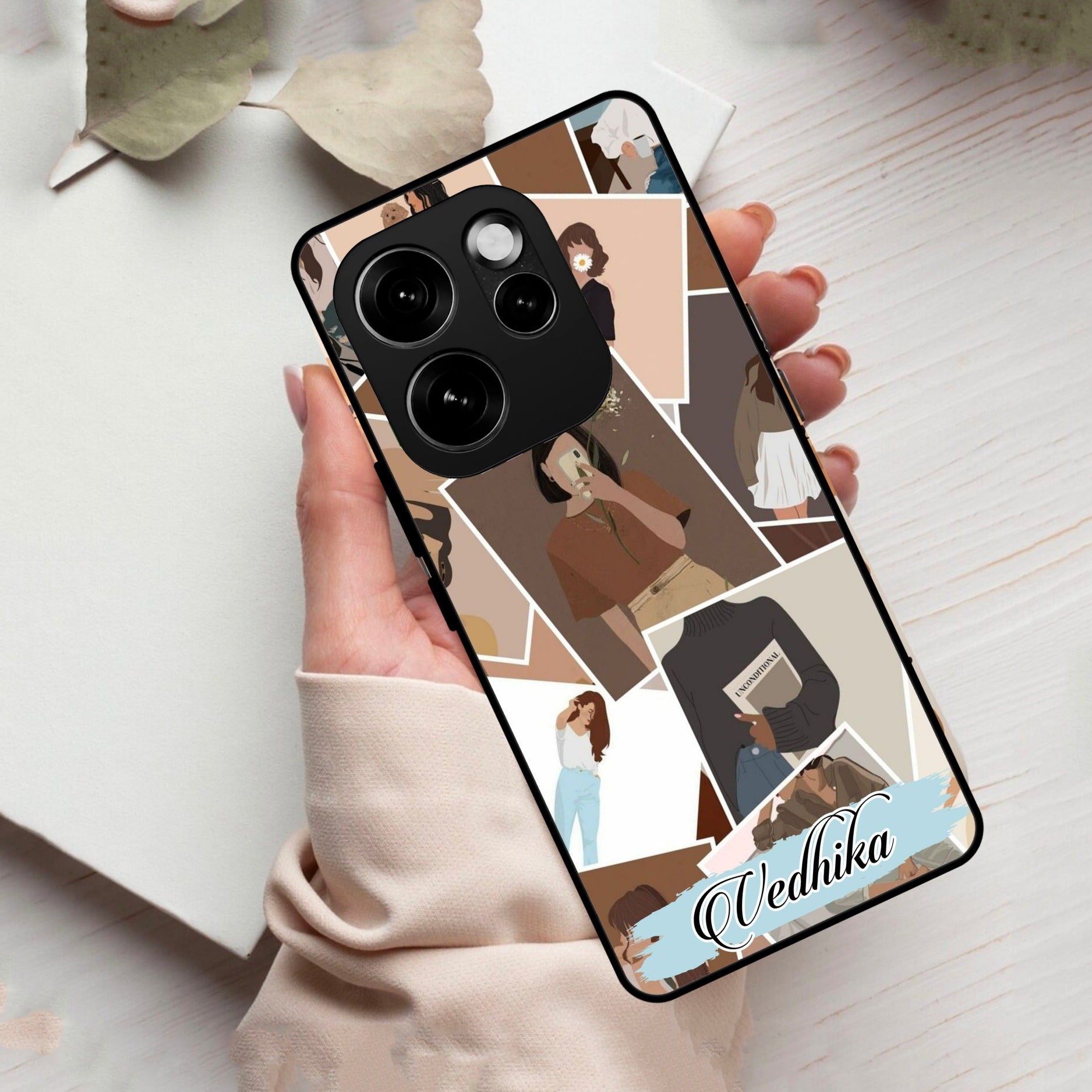 SelfieGirl Collage Glass Case Cover For Oppo