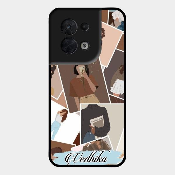 Selfie Girl Collage Glass Case Cover For Oppo Reno 8 5G
