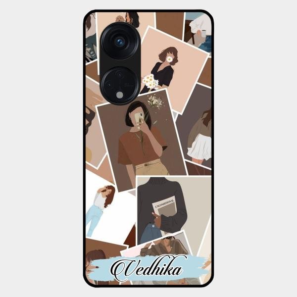 Selfie Girl Collage Glass Case Cover For Oppo Reno 8T 5G