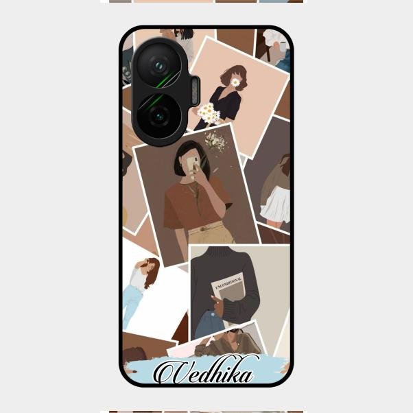 Selfie Girl Collage Glass Case Cover For Poco F7 5G