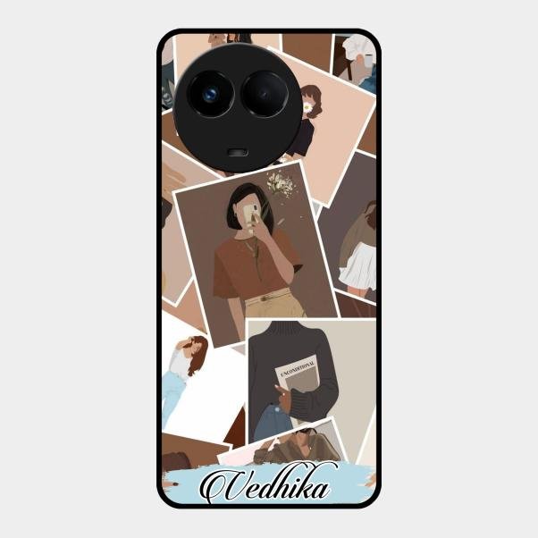 Selfie Girl Collage Glass Case Cover For Realme 11X 5G