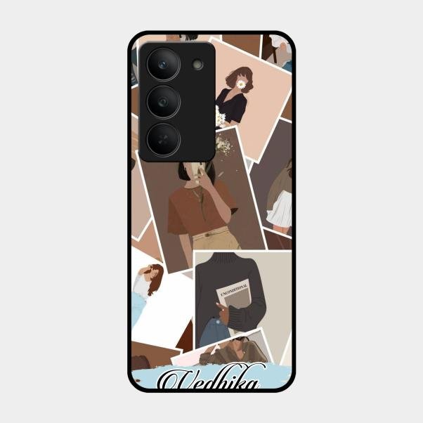 Selfie Girl Collage Glass Case Cover For Realme 14X 5G