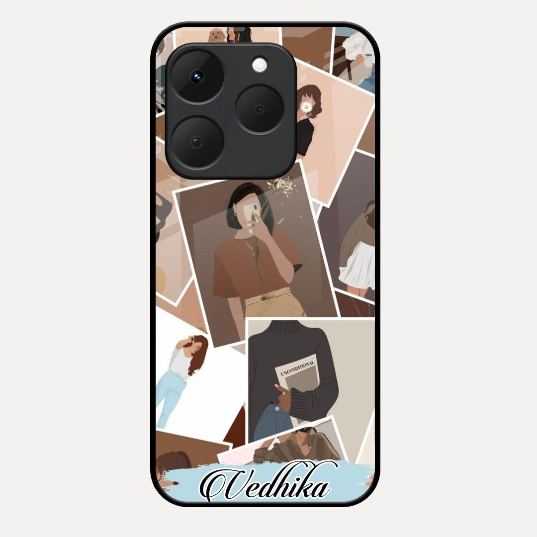 Selfie Girl Collage Glass Case Cover For Realme 15T 5G