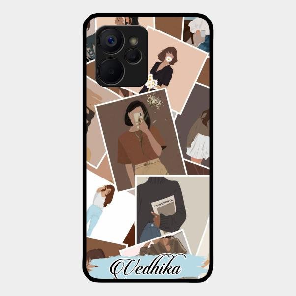 Selfie Girl Collage Glass Case Cover For Realme 9I 5G