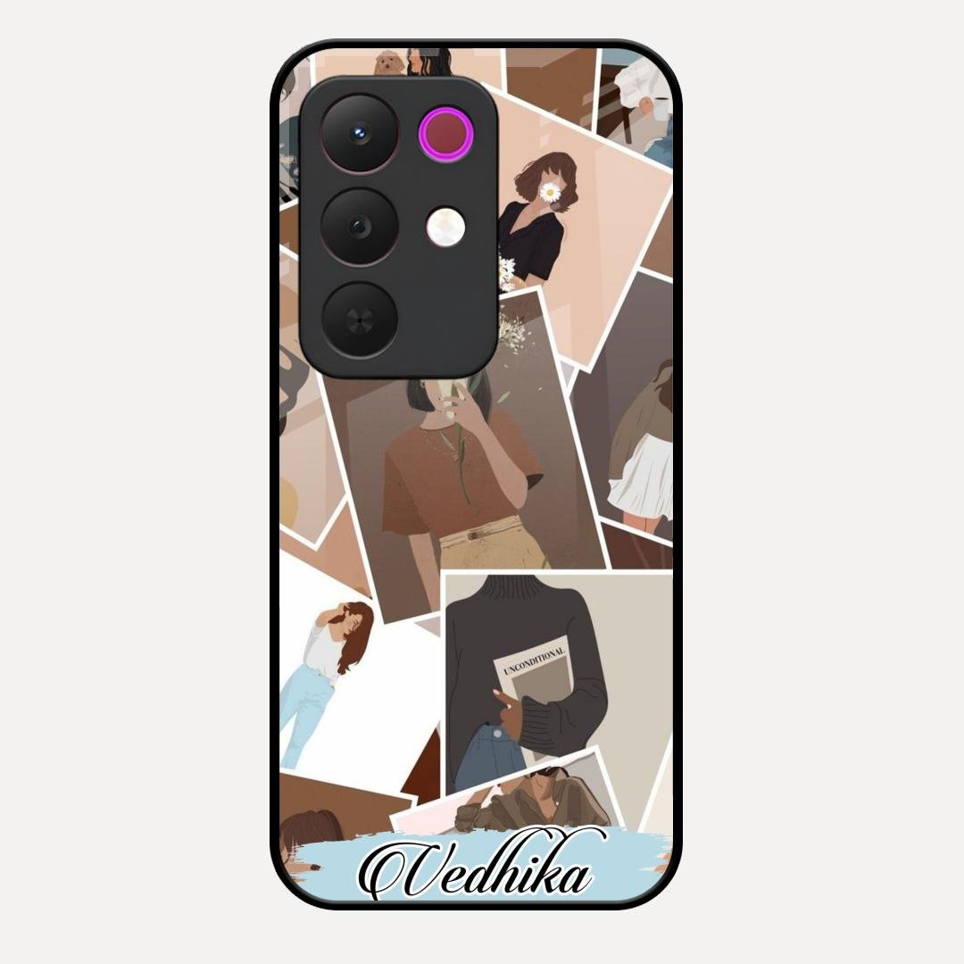 Selfie Girl Collage Glass Case Cover For Realme C85 5G