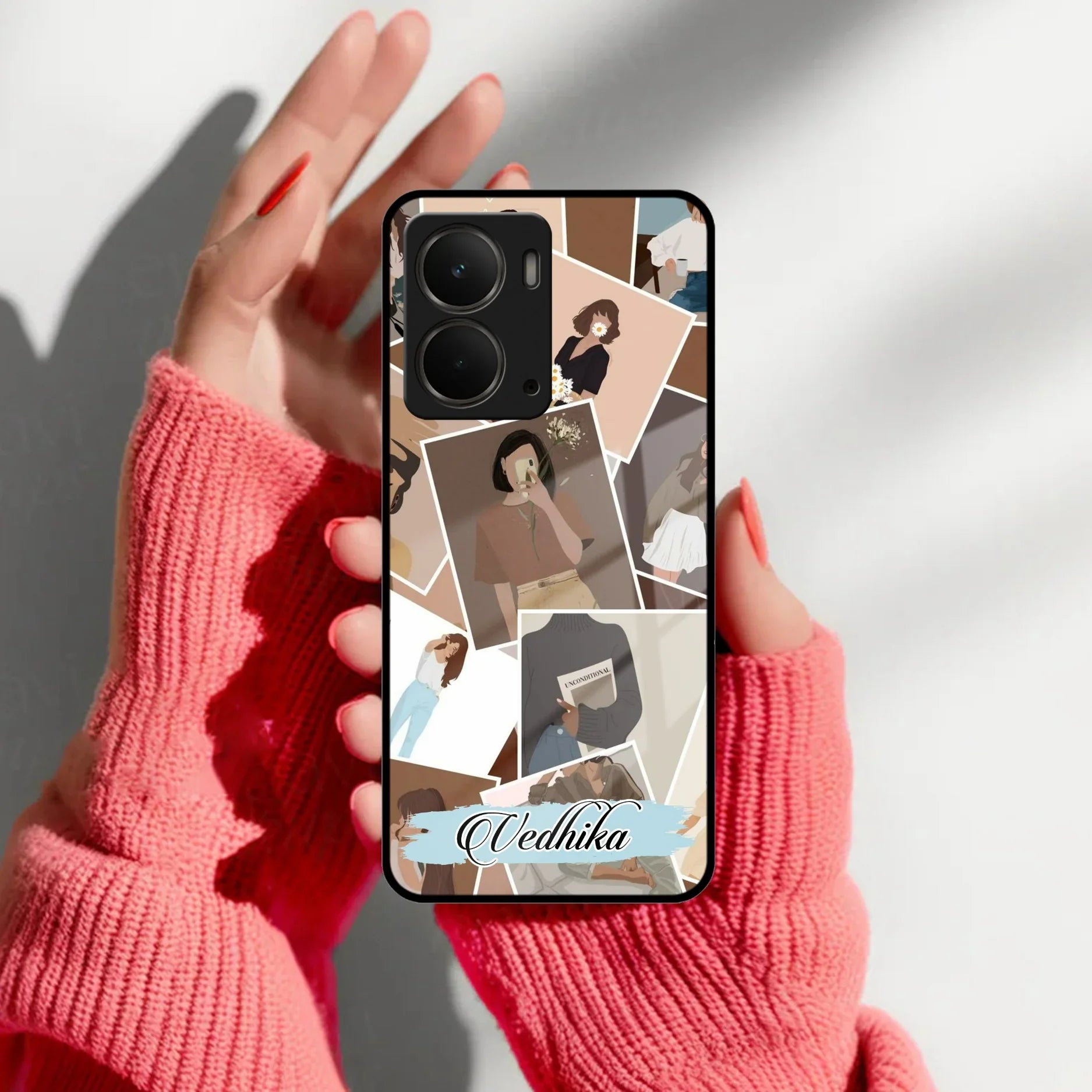 Selfie Girl Collage Glass Case Cover For Realme/Narzo - ShopOnCliQ