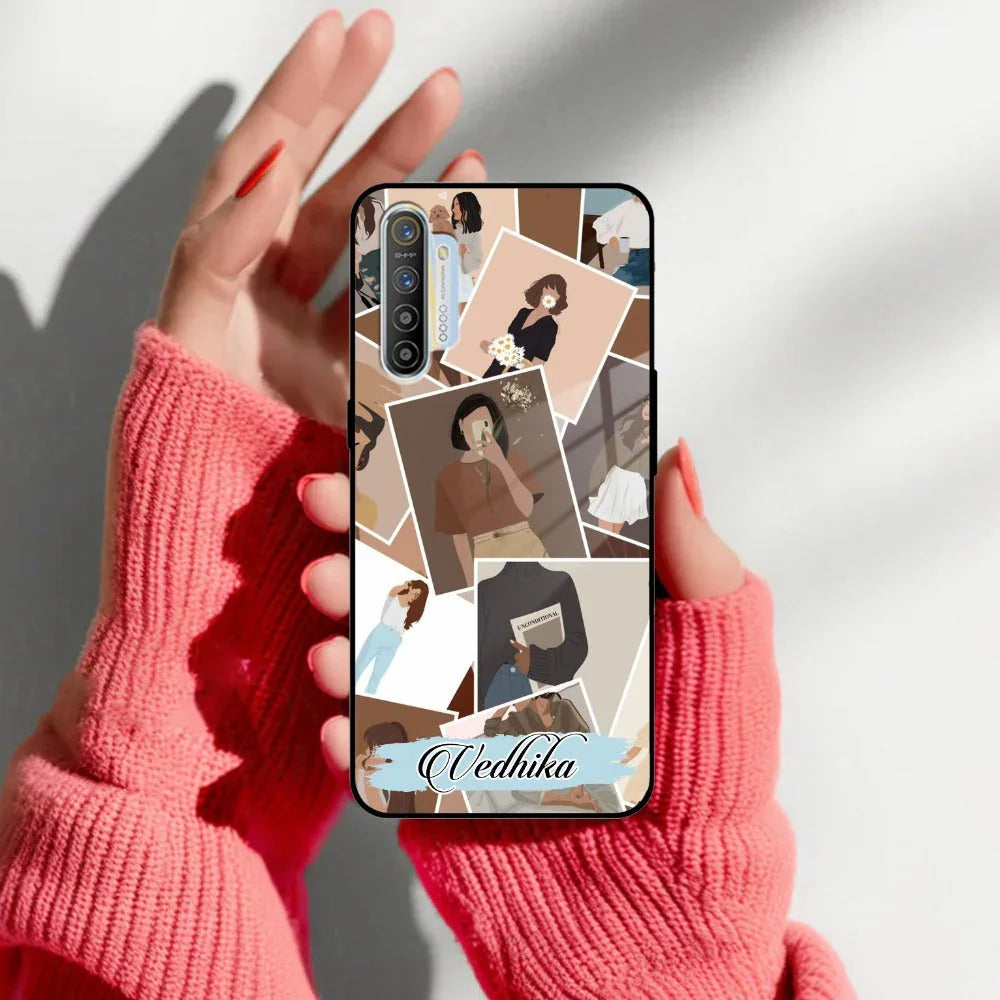 Selfie Girl Collage Glass Case Cover For Realme/Narzo - ShopOnCliQ