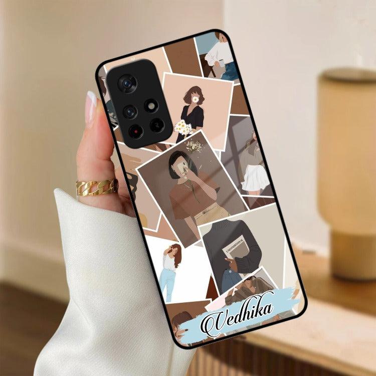 Selfie  Girl Collage Glass Case Cover For Poco